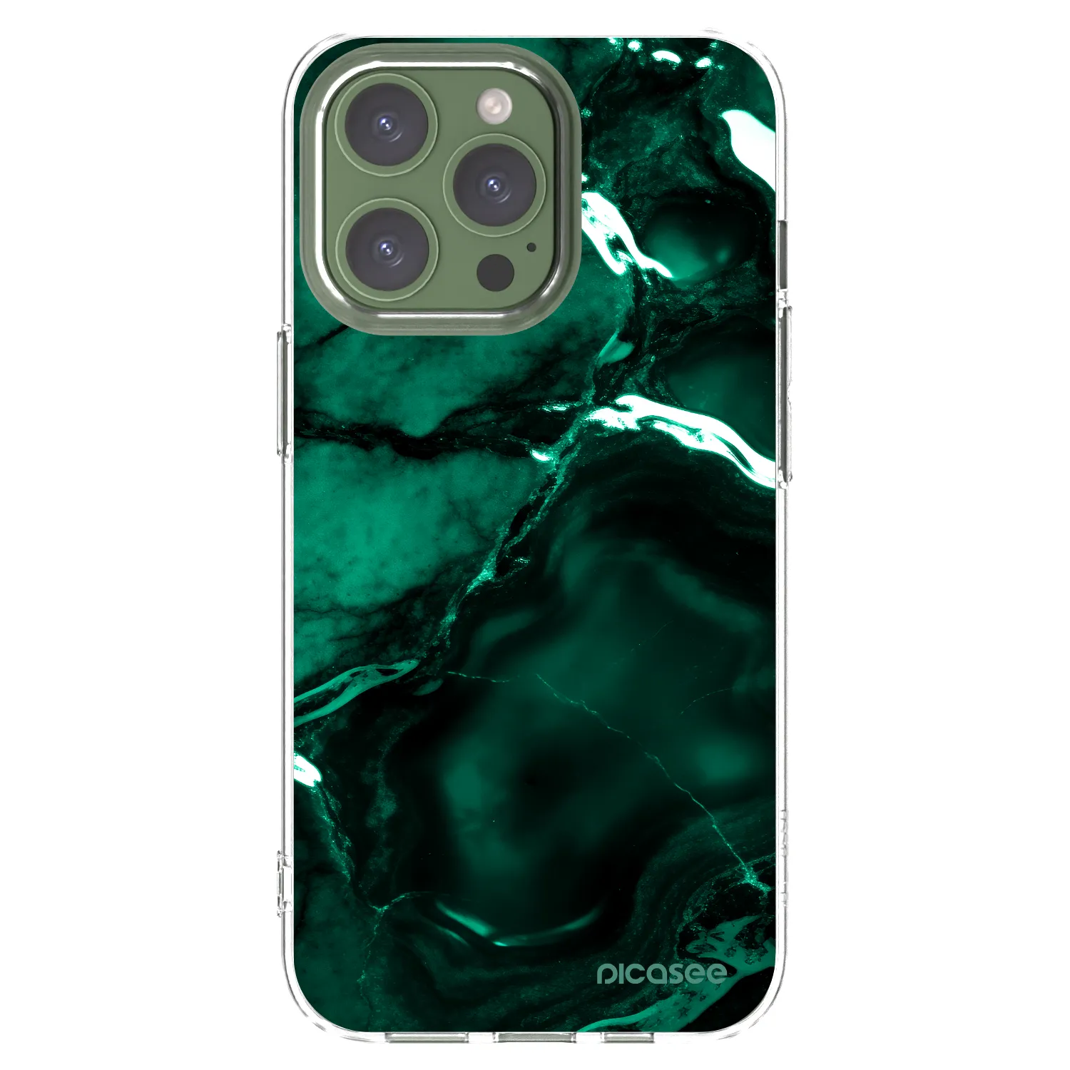 Picasee átlátszó szilikon tok az alábbi mobiltelefonokra Apple iPhone 13 Pro - Dark emerald