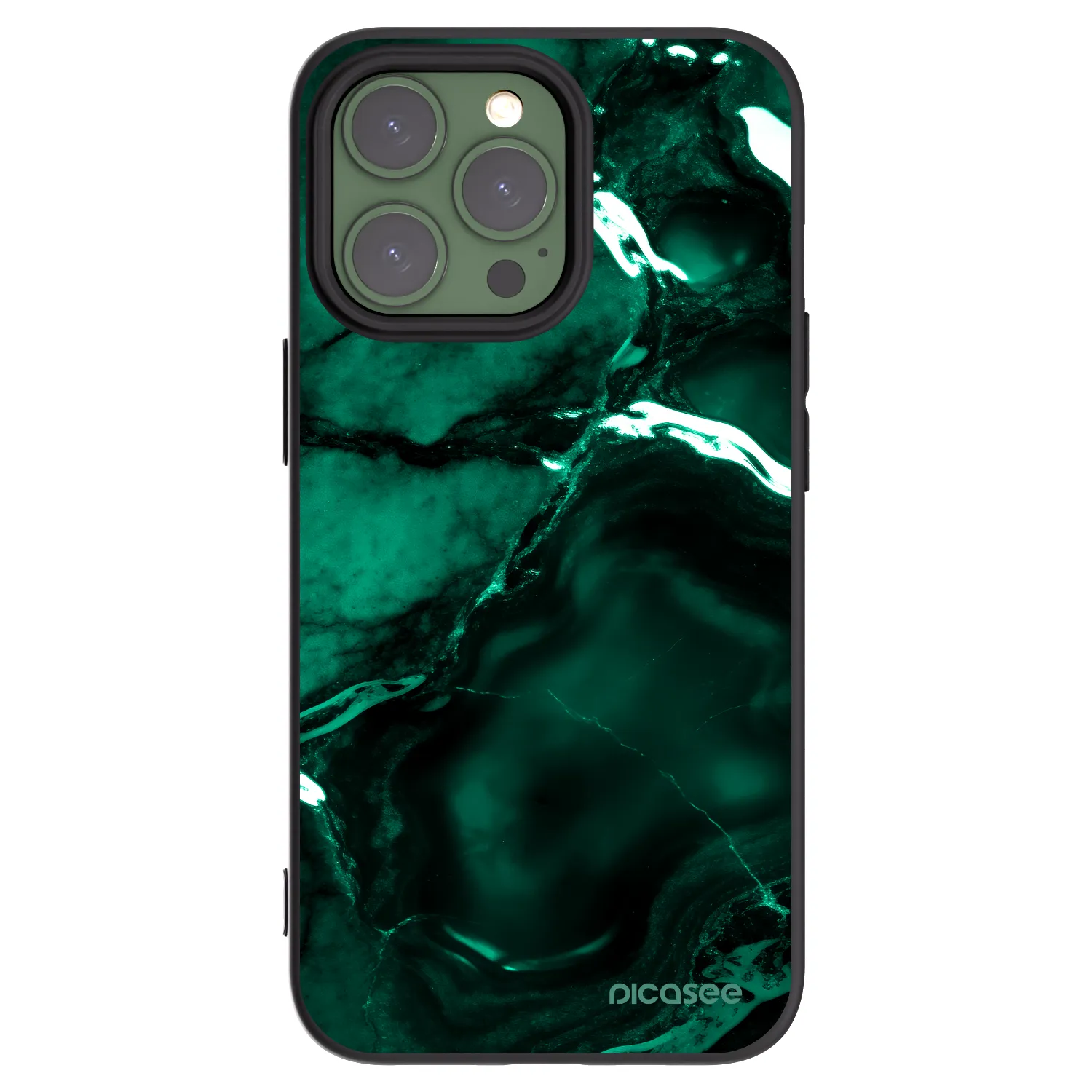 Picasee fekete szilikon tok az alábbi mobiltelefonokra Apple iPhone 13 Pro - Dark emerald