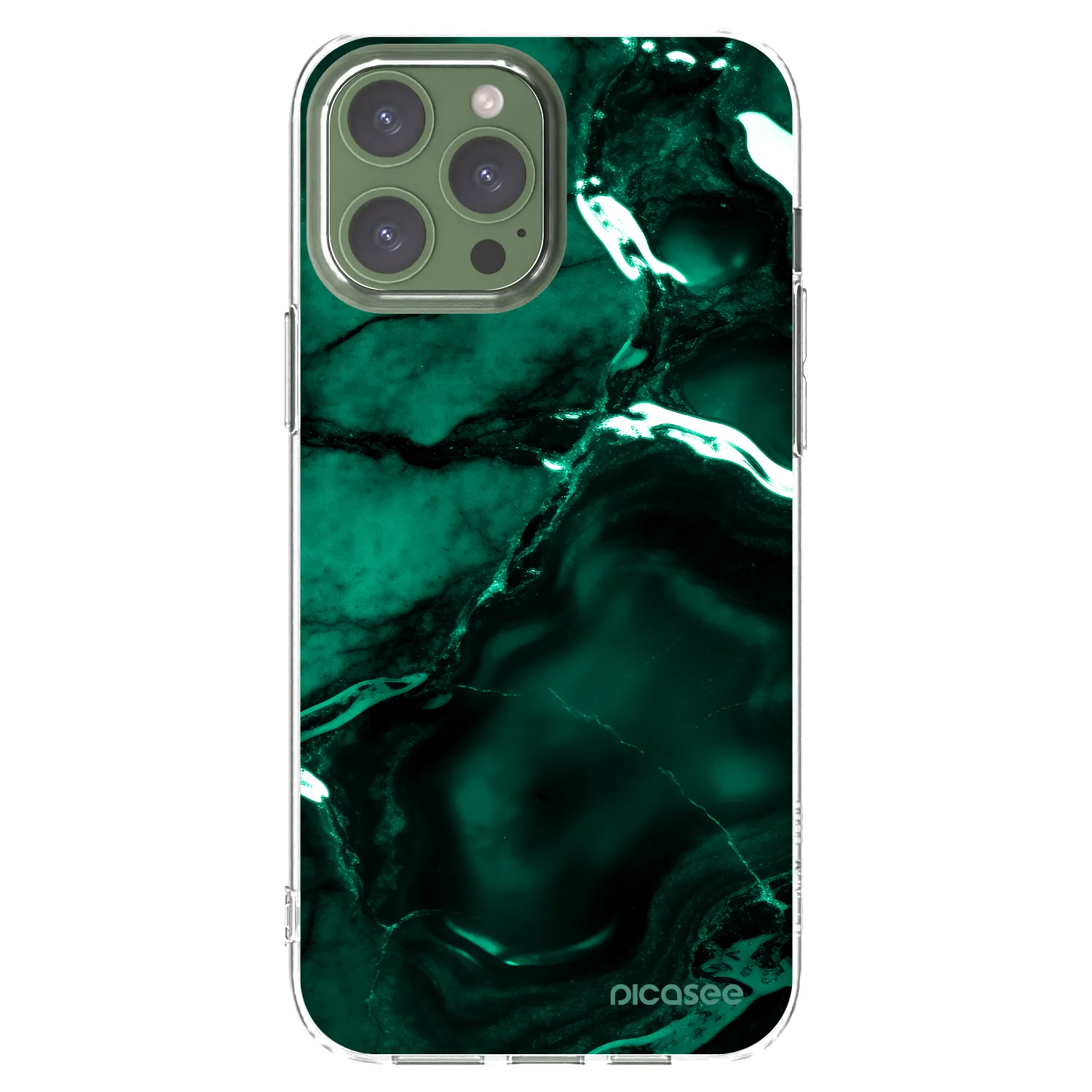 Picasee átlátszó szilikon tok az alábbi mobiltelefonokra Apple iPhone 13 Pro Max - Dark emerald