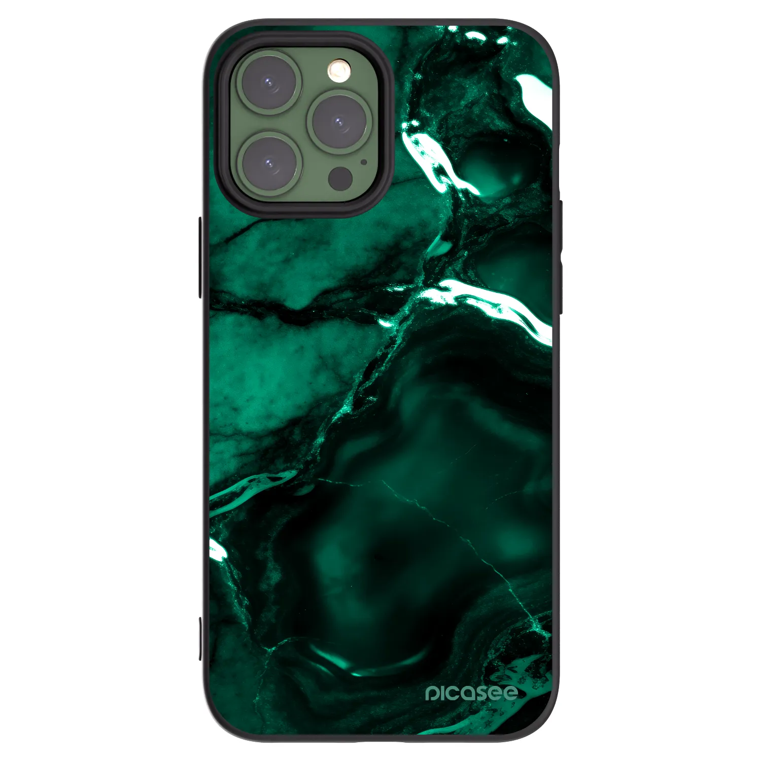 Picasee fekete szilikon tok az alábbi mobiltelefonokra Apple iPhone 13 Pro Max - Dark emerald