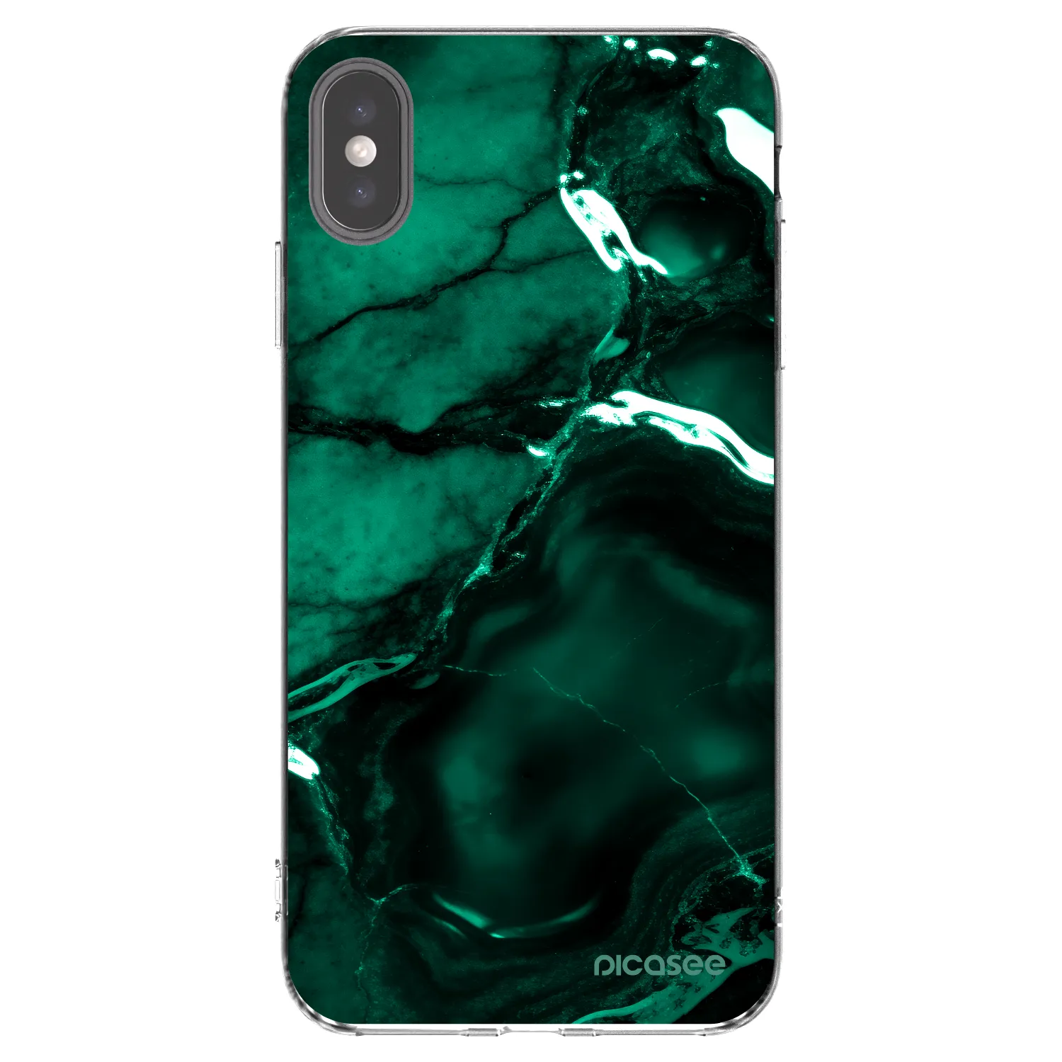 Picasee átlátszó szilikon tok az alábbi mobiltelefonokra Apple iPhone XS Max - Dark emerald