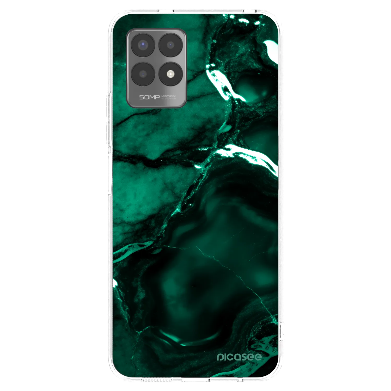 Picasee átlátszó szilikon tok az alábbi mobiltelefonokra Realme 8i - Dark emerald