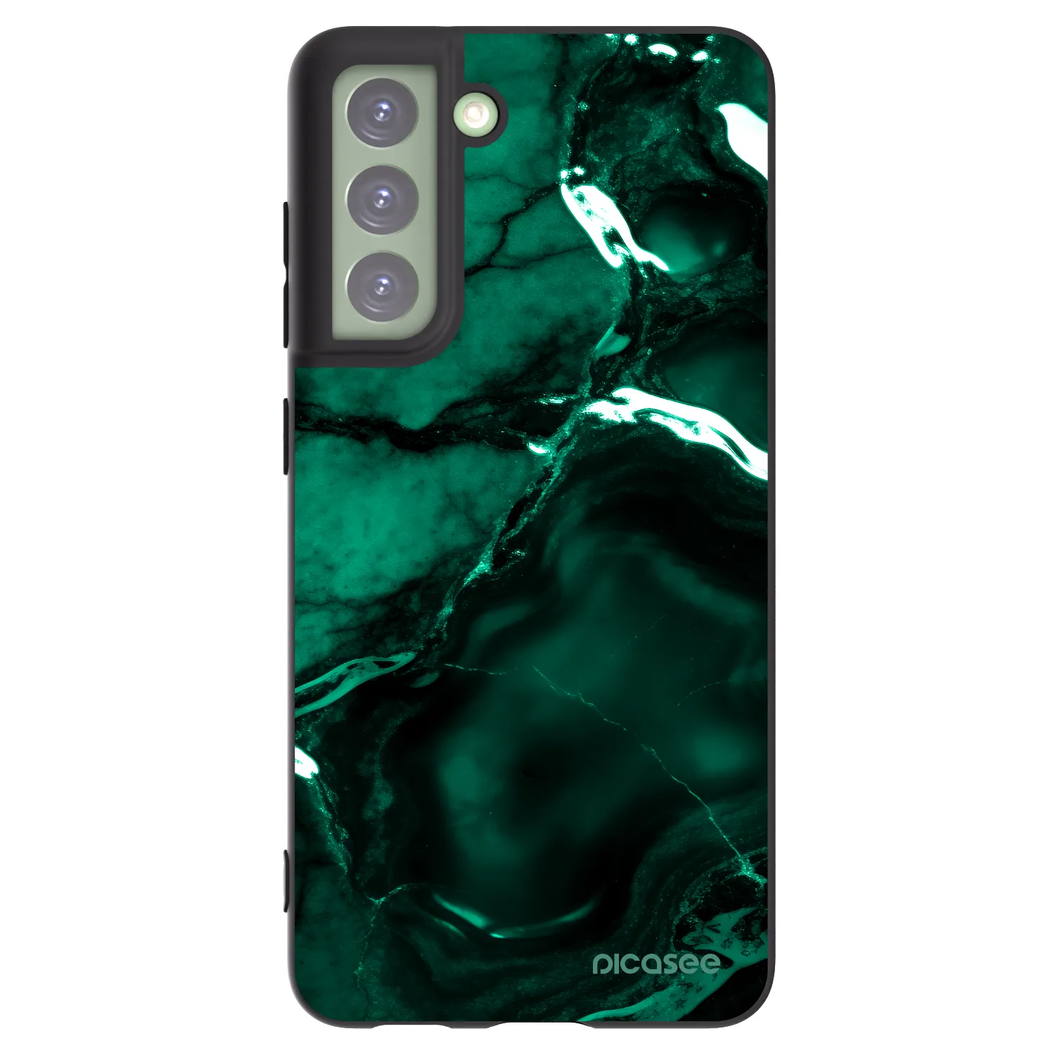 Picasee fekete szilikon tok az alábbi mobiltelefonokra Samsung Galaxy S21 FE 5G - Dark emerald