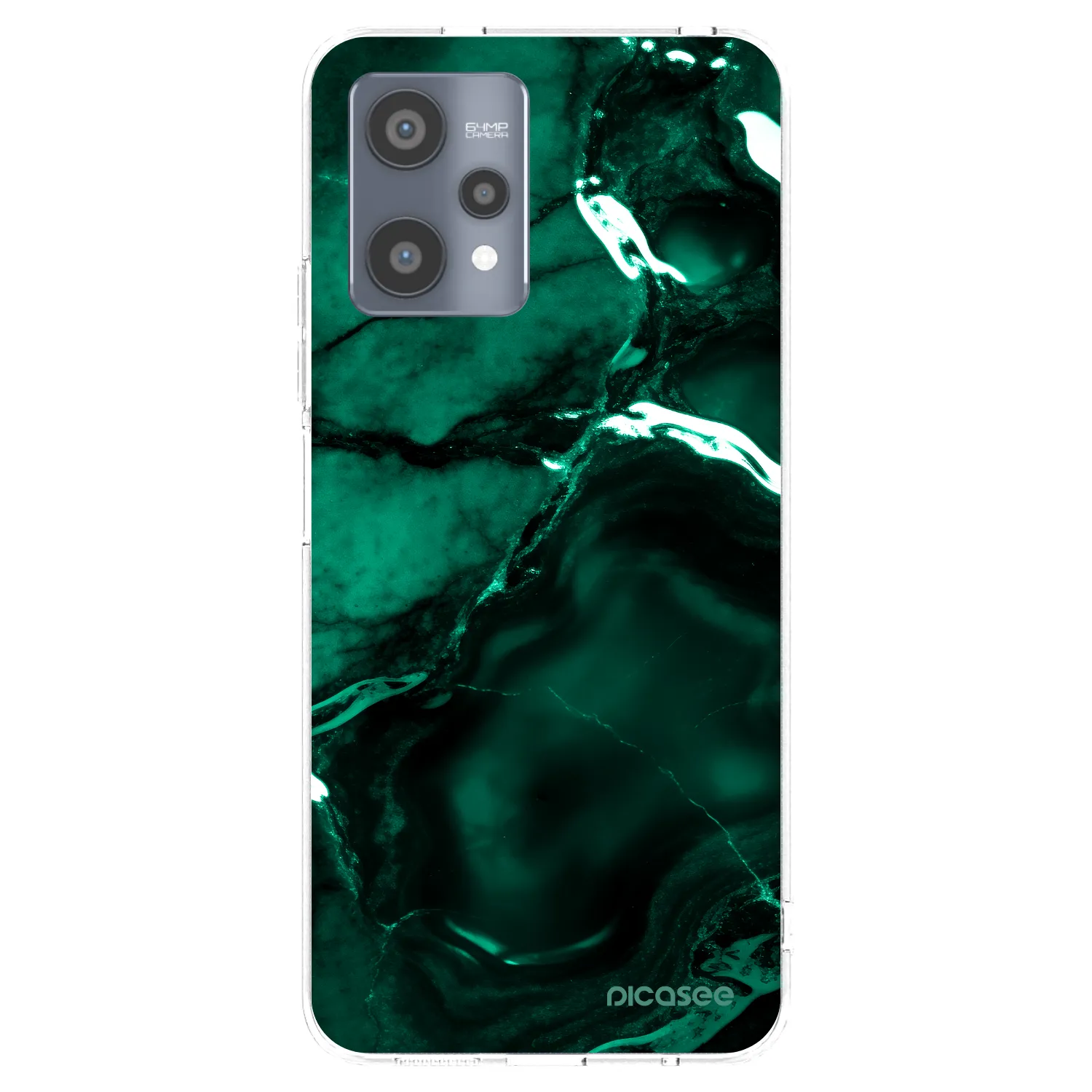 Picasee átlátszó szilikon tok az alábbi mobiltelefonokra Realme 9 Pro 5G - Dark emerald