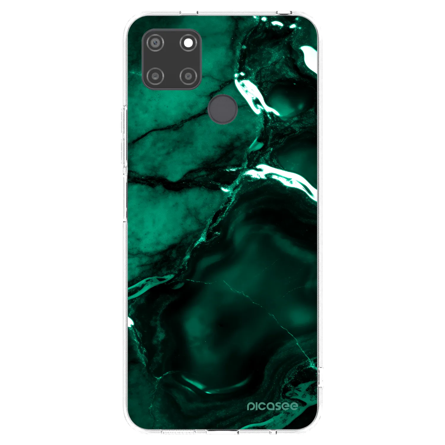 Picasee átlátszó szilikon tok az alábbi mobiltelefonokra Realme C21Y - Dark emerald