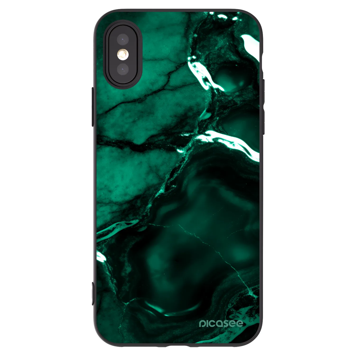 Picasee fekete szilikon tok az alábbi mobiltelefonokra Apple iPhone X/XS - Dark emerald