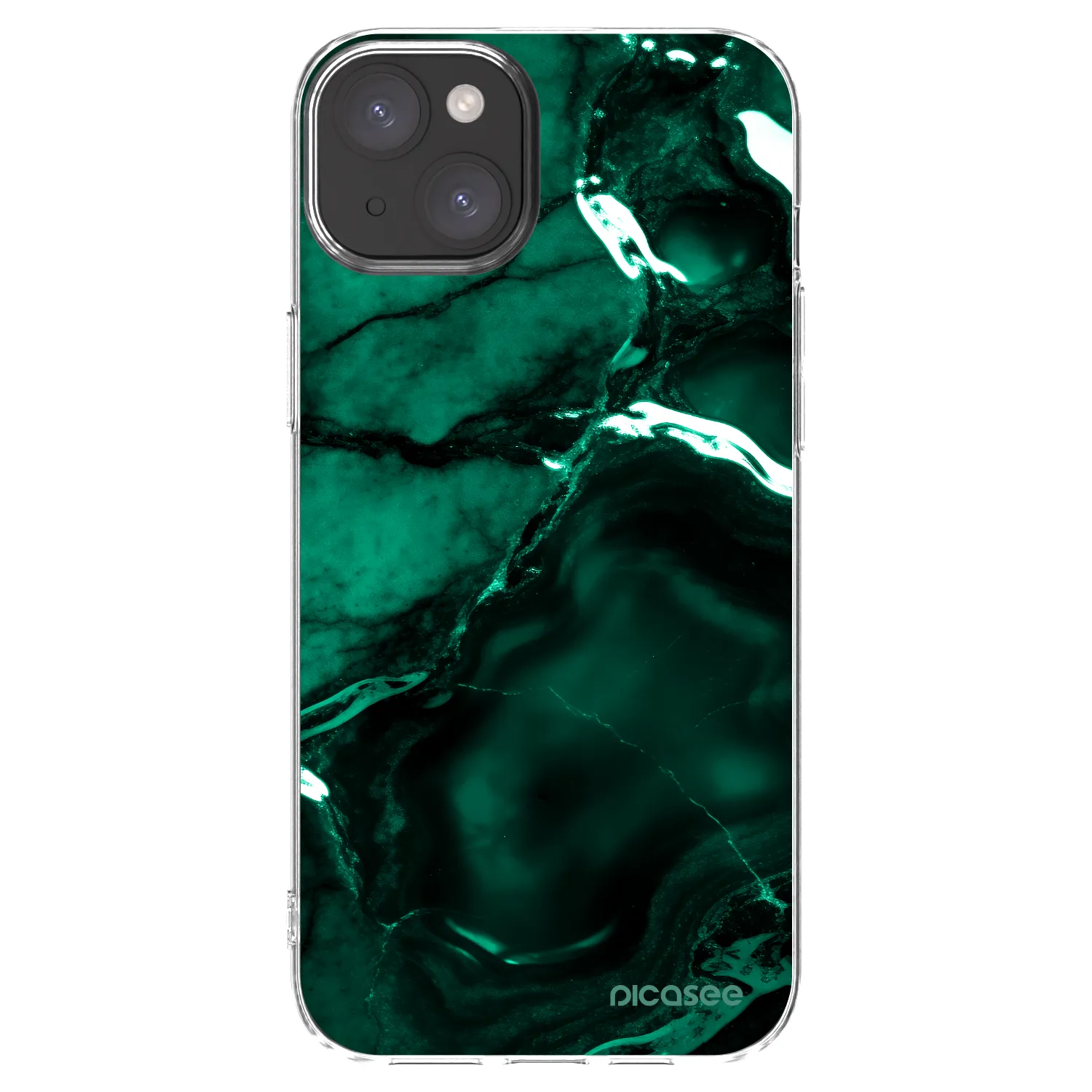 Picasee átlátszó szilikon tok az alábbi mobiltelefonokra Apple iPhone 15 Plus - Dark emerald