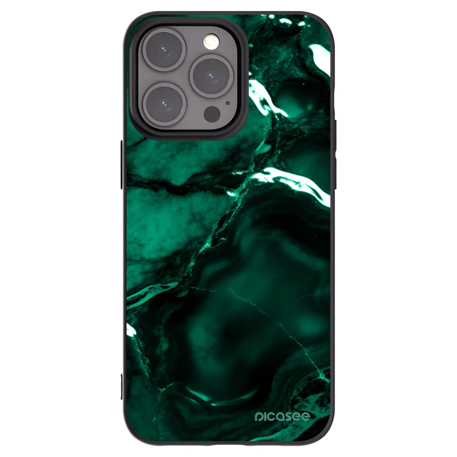 Picasee fekete szilikon tok az alábbi mobiltelefonokra Apple iPhone 15 Pro Max - Dark emerald
