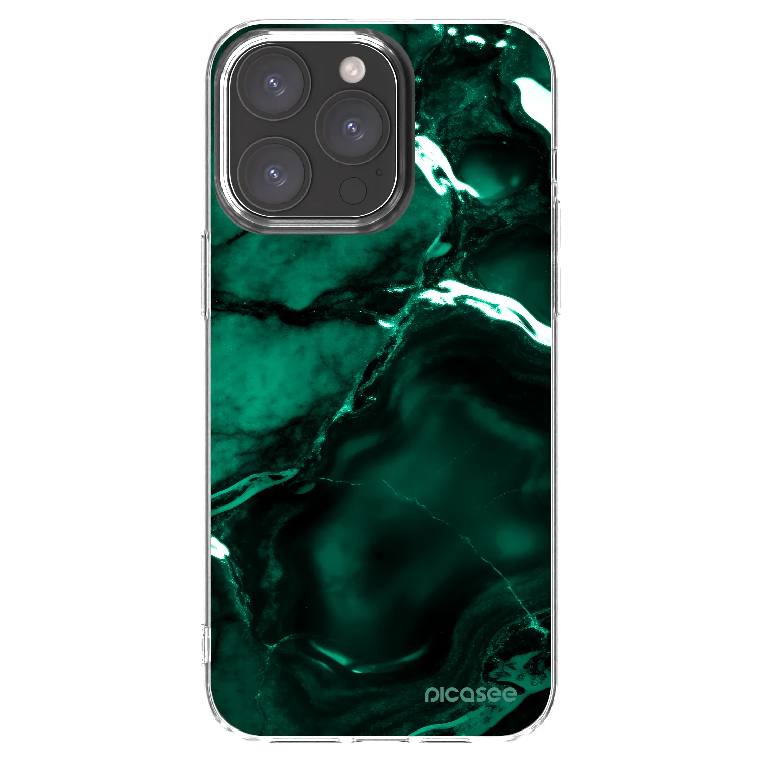 Picasee átlátszó szilikon tok az alábbi mobiltelefonokra Apple iPhone 15 Pro Max - Dark emerald