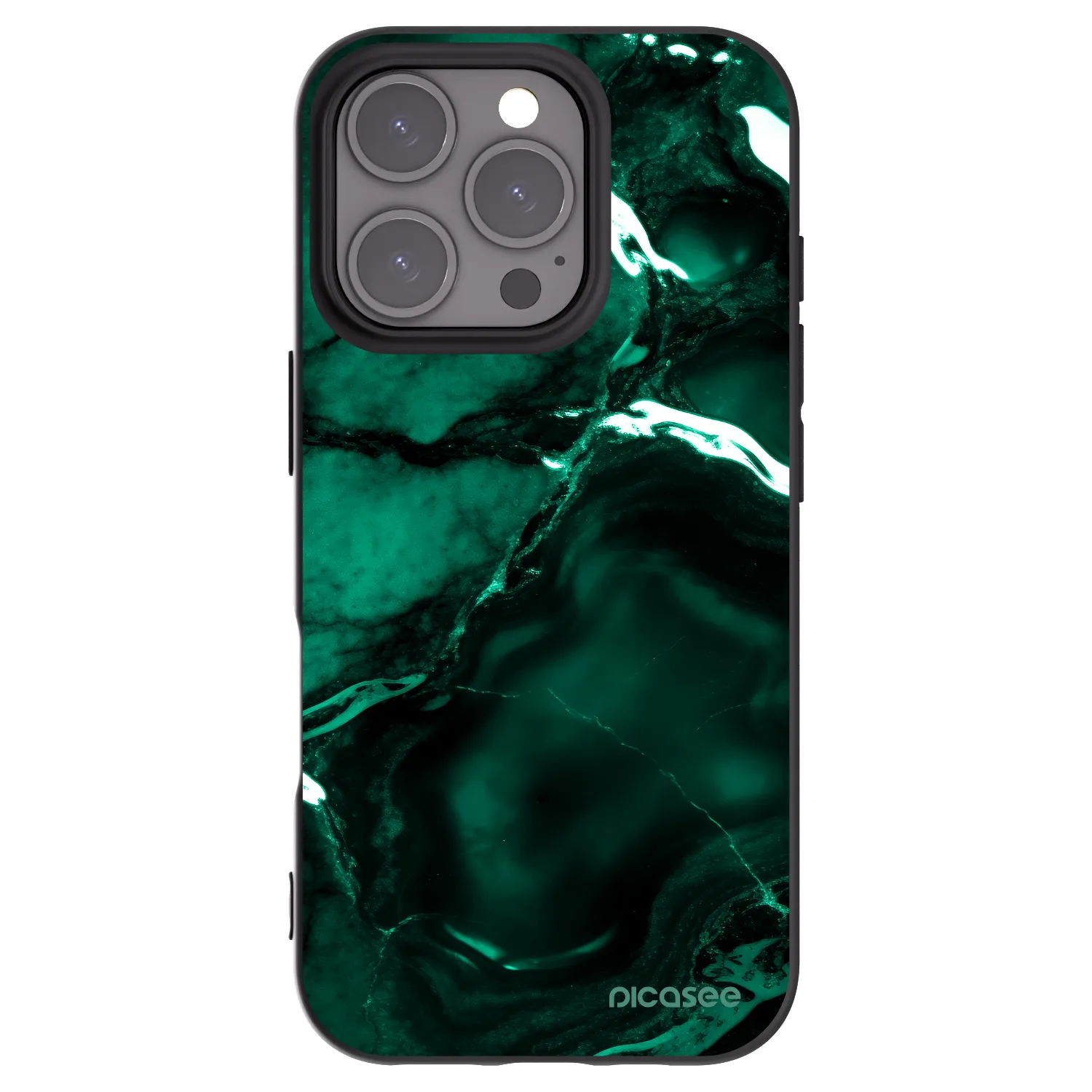 Picasee fekete szilikon tok az alábbi mobiltelefonokra Apple iPhone 16 Pro - Dark emerald