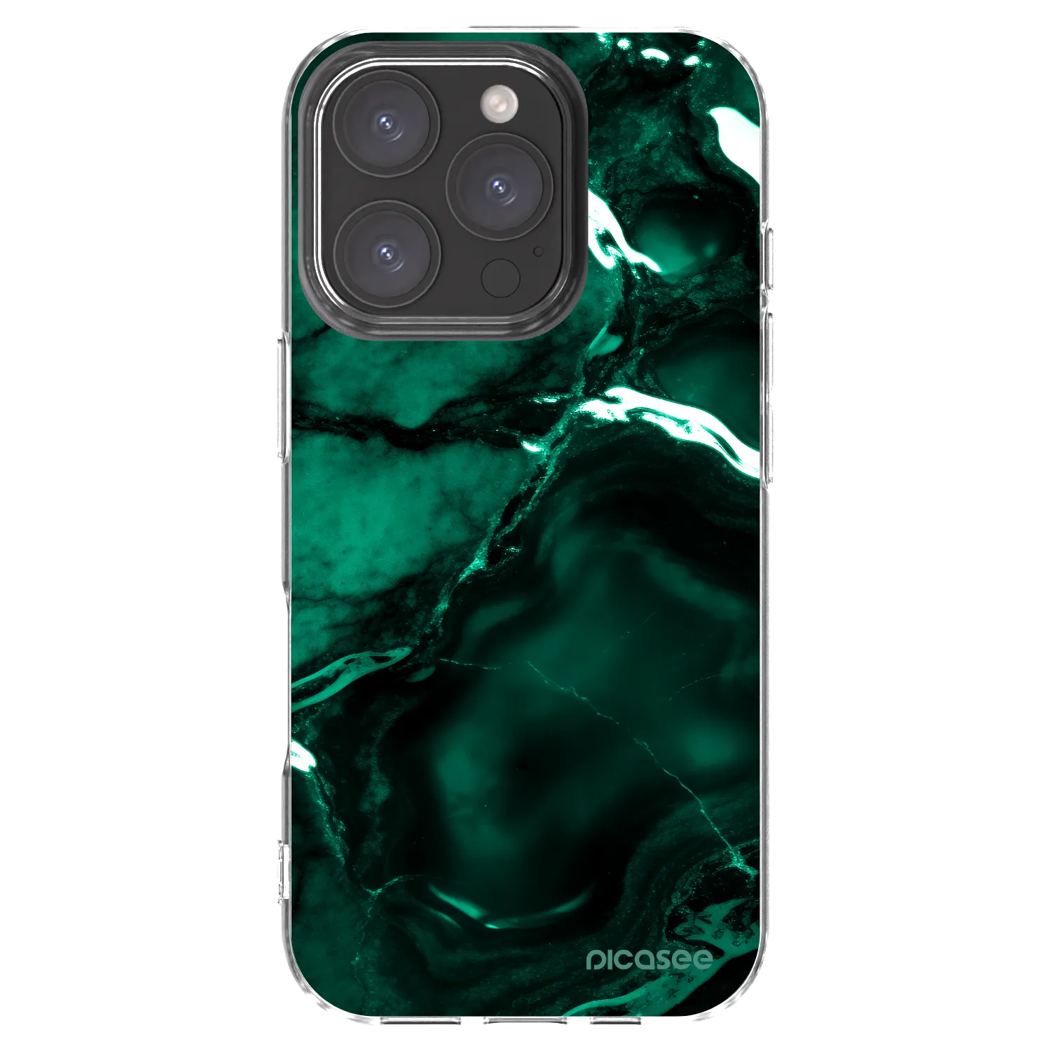 Picasee átlátszó szilikon tok az alábbi mobiltelefonokra Apple iPhone 16 Pro - Dark emerald