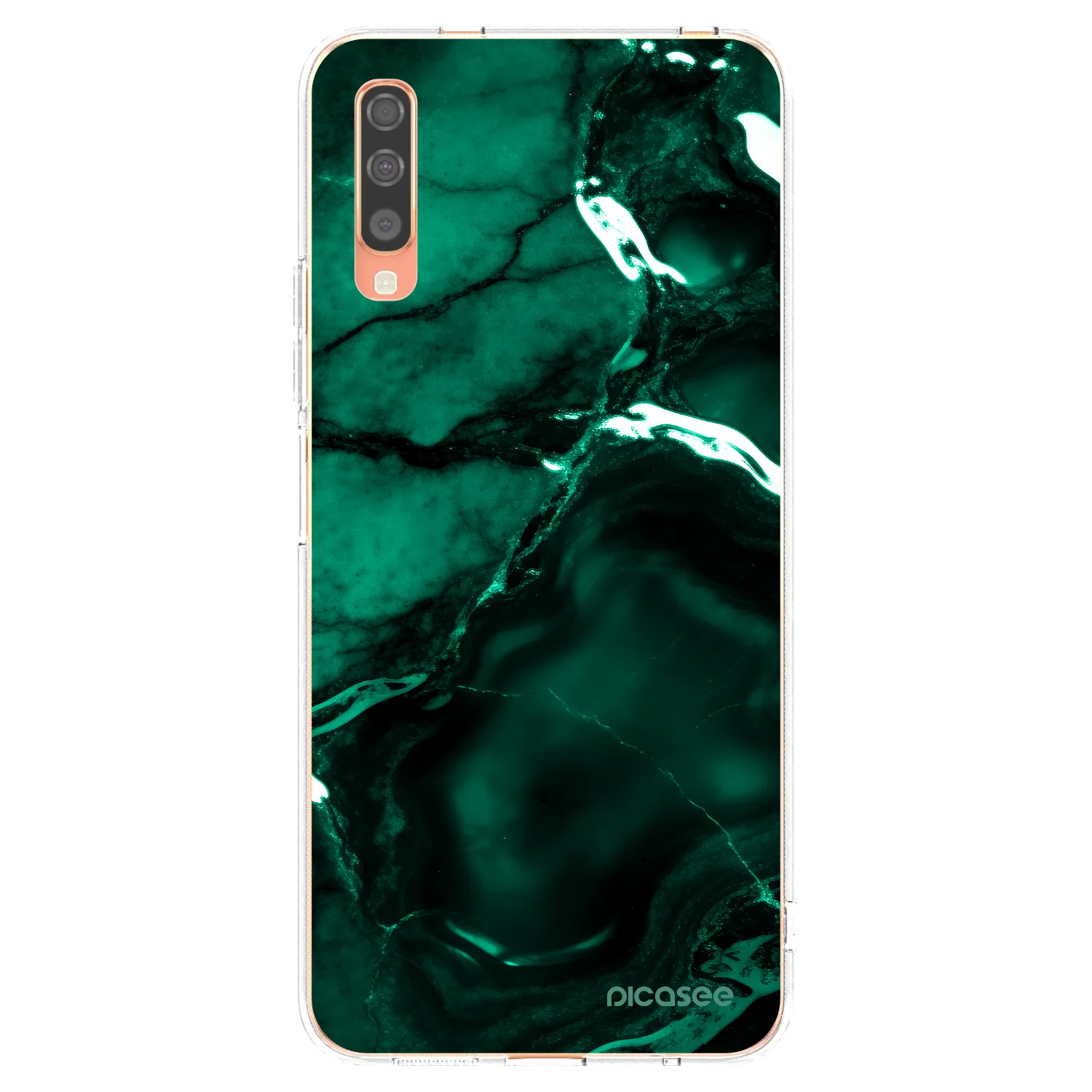 Picasee átlátszó szilikon tok az alábbi mobiltelefonokra Samsung Galaxy A70 A705F - Dark emerald