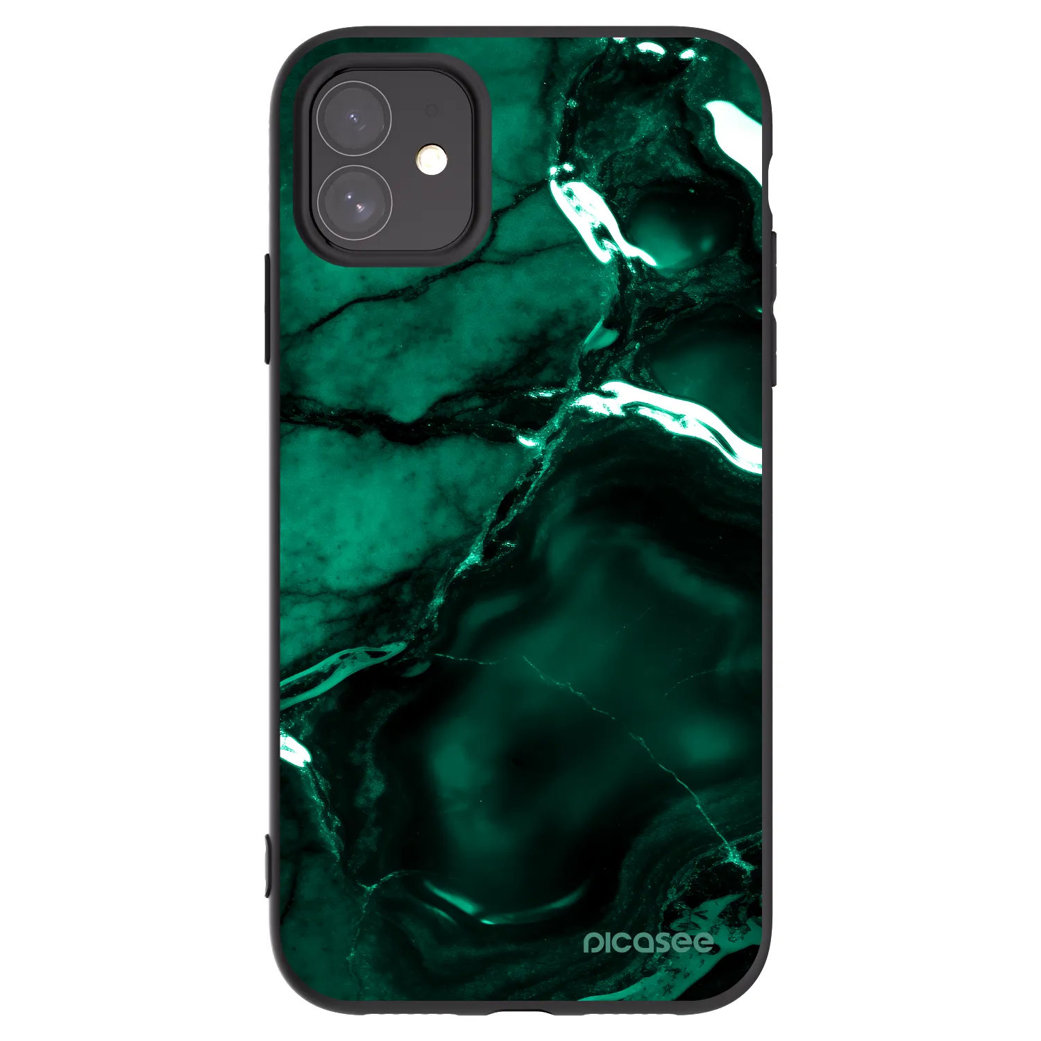 Picasee fekete szilikon tok az alábbi mobiltelefonokra Apple iPhone 11 - Dark emerald