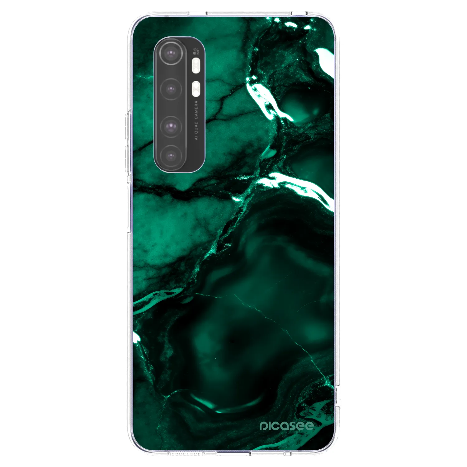 Picasee átlátszó szilikon tok az alábbi mobiltelefonokra Xiaomi Mi Note 10 Lite - Dark emerald
