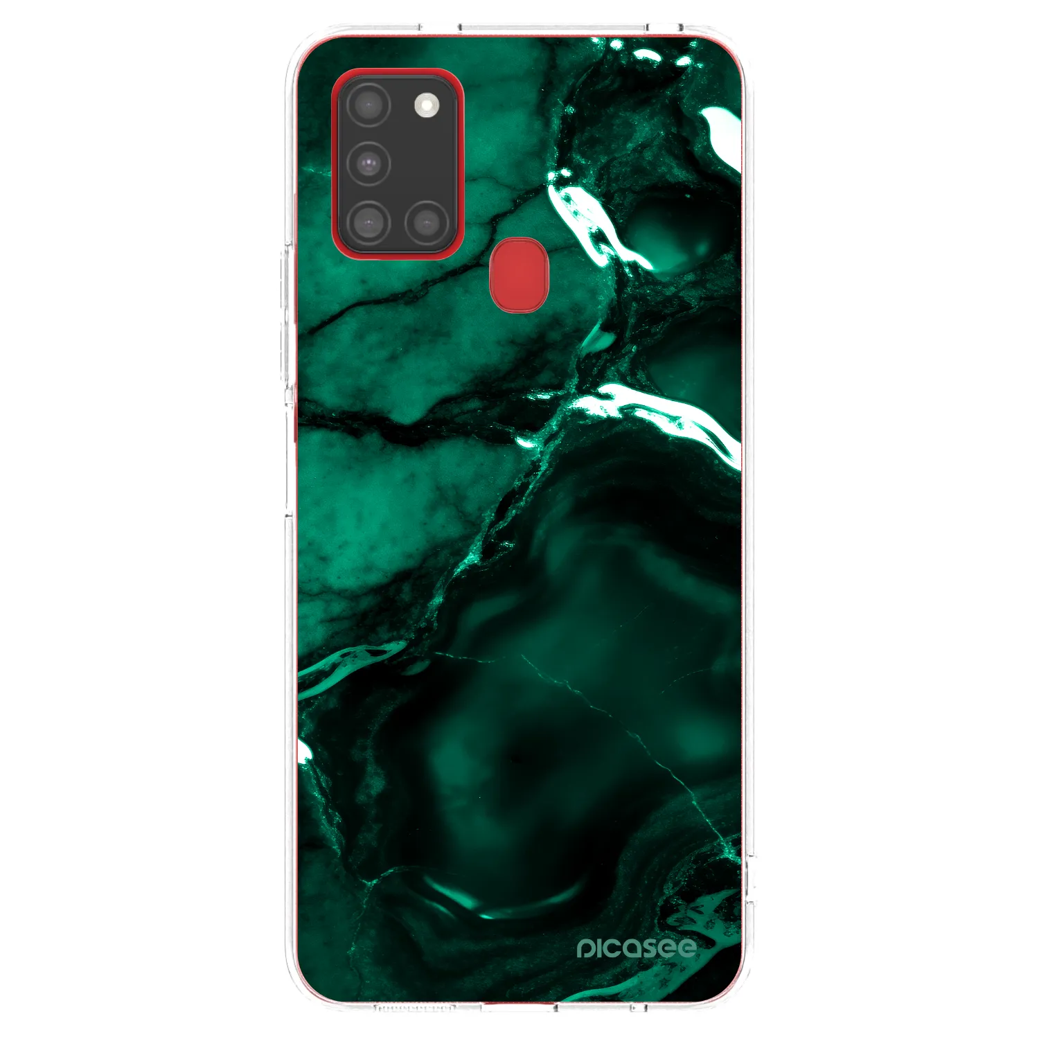 Picasee átlátszó szilikon tok az alábbi mobiltelefonokra Samsung Galaxy A21s - Dark emerald
