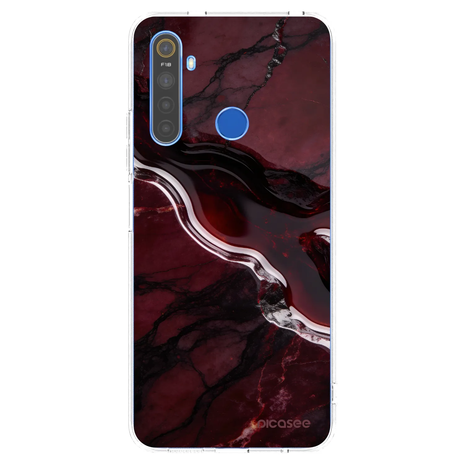 Picasee átlátszó szilikon tok az alábbi mobiltelefonokra Realme 5 - Cherry stone
