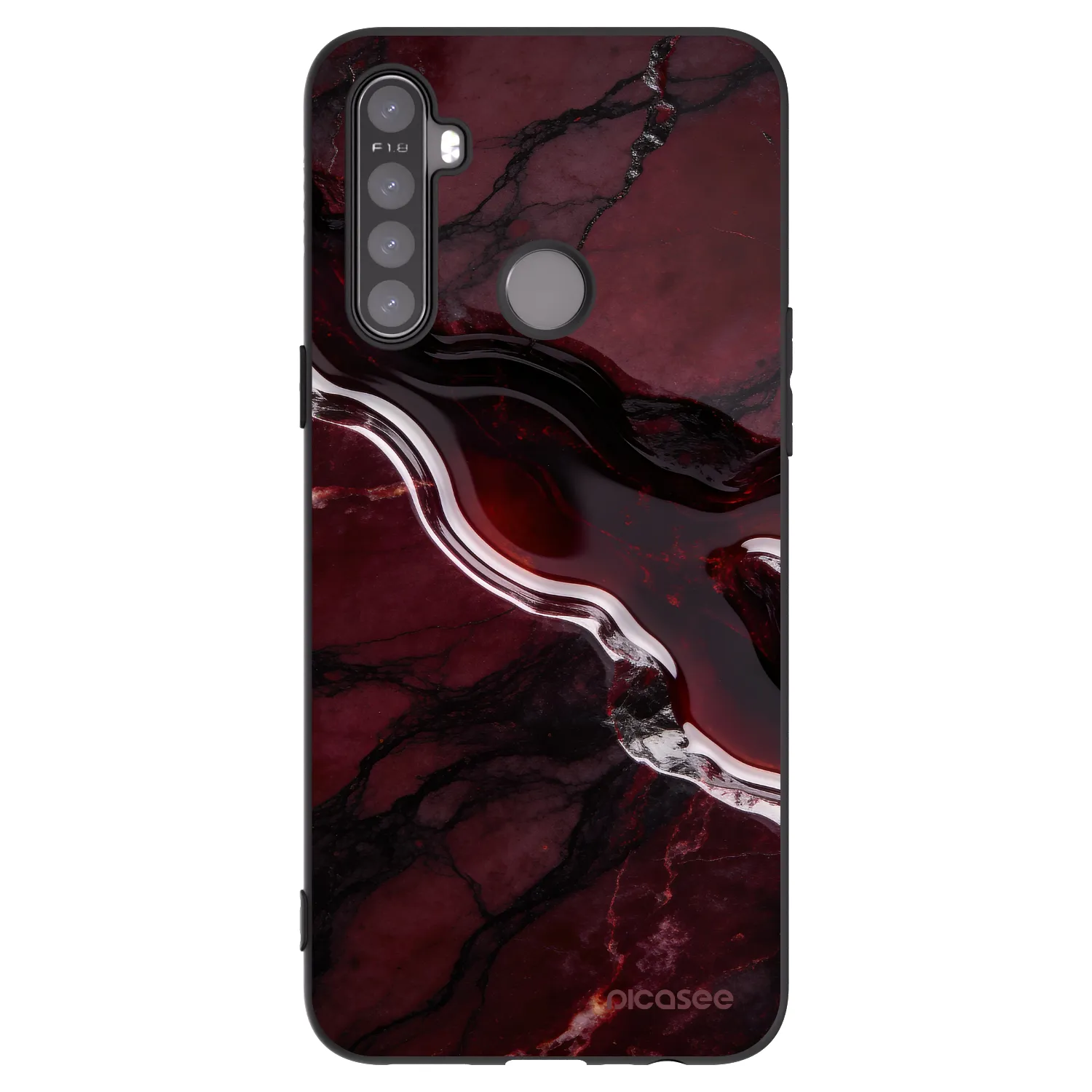 Picasee fekete szilikon tok az alábbi mobiltelefonokra Realme 5 - Cherry stone