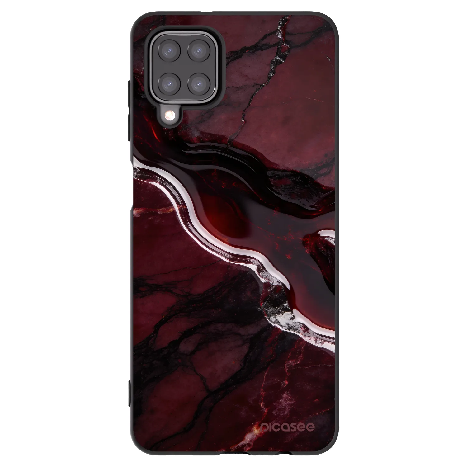 Picasee fekete szilikon tok az alábbi mobiltelefonokra Samsung Galaxy A12 A125F - Cherry stone