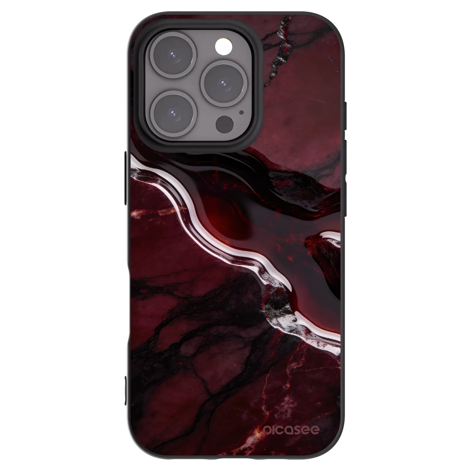 Picasee fekete szilikon tok az alábbi mobiltelefonokra Apple iPhone 16 Pro - Cherry stone