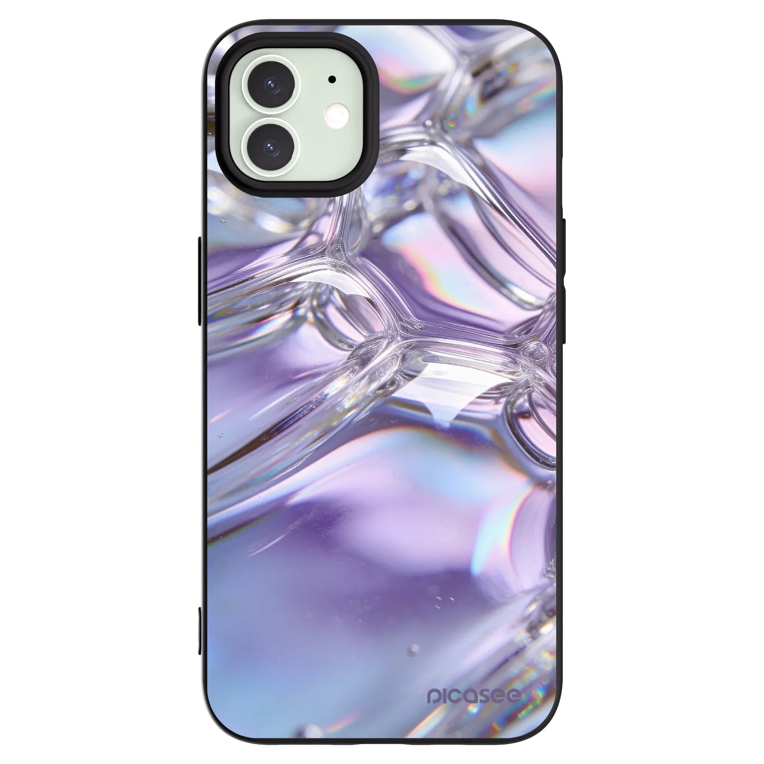 Picasee fekete szilikon tok az alábbi mobiltelefonokra Apple iPhone 12 - Iridescent bubbles