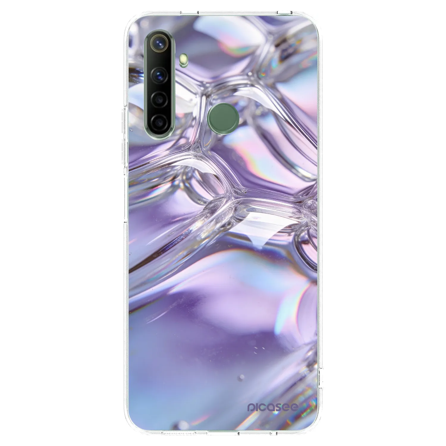 Picasee átlátszó szilikon tok az alábbi mobiltelefonokra Realme 6i - Iridescent bubbles