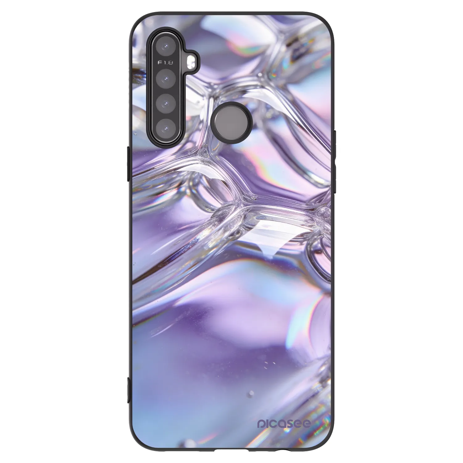 Picasee fekete szilikon tok az alábbi mobiltelefonokra Realme 6i - Iridescent bubbles