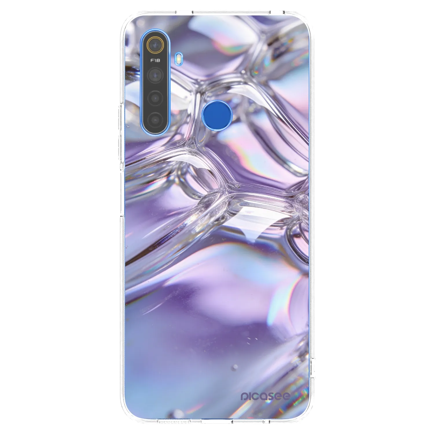 Picasee átlátszó szilikon tok az alábbi mobiltelefonokra Realme 5 - Iridescent bubbles