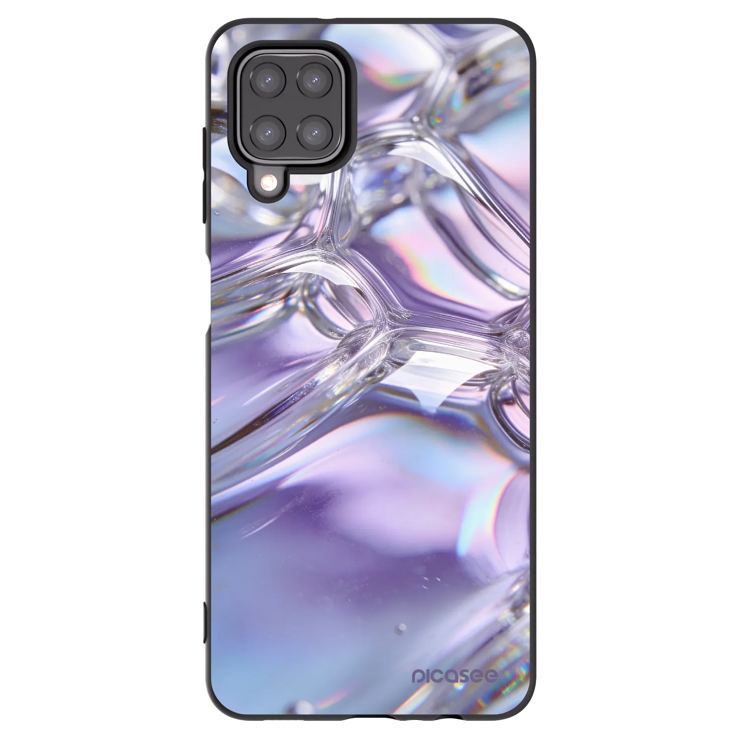 Picasee fekete szilikon tok az alábbi mobiltelefonokra Samsung Galaxy A12 A125F - Iridescent bubbles