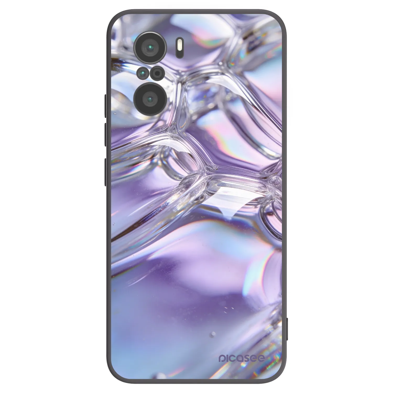 Picasee fekete szilikon tok az alábbi mobiltelefonokra Xiaomi Poco F3 - Iridescent bubbles