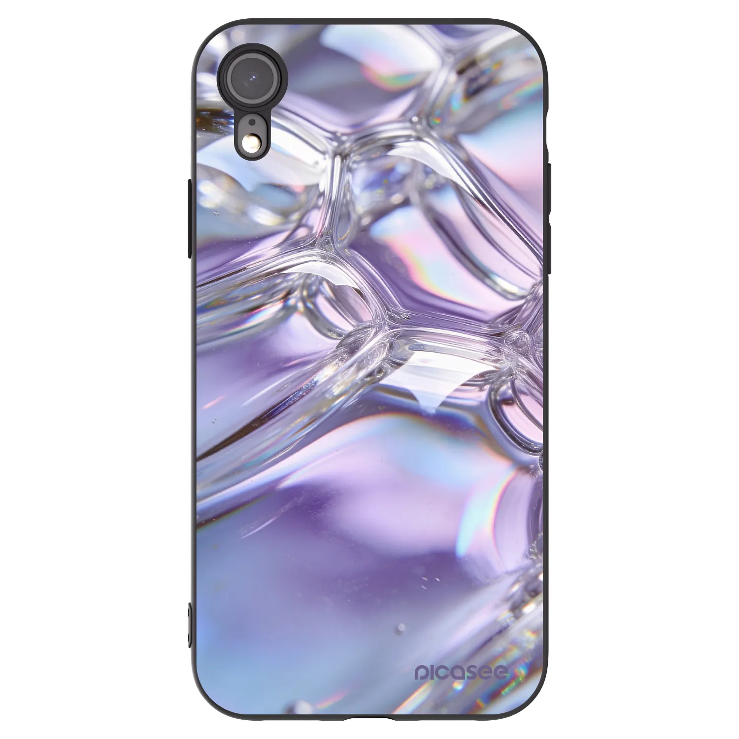 Picasee fekete szilikon tok az alábbi mobiltelefonokra Apple iPhone XR - Iridescent bubbles