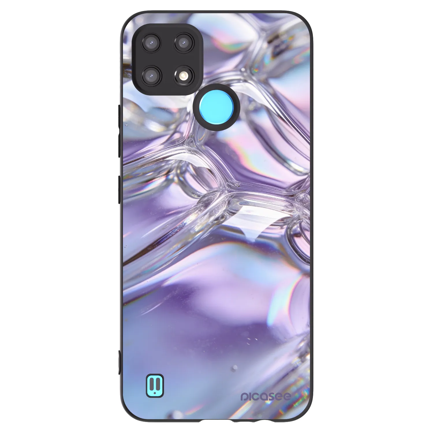 Picasee fekete szilikon tok az alábbi mobiltelefonokra Realme C21 - Iridescent bubbles