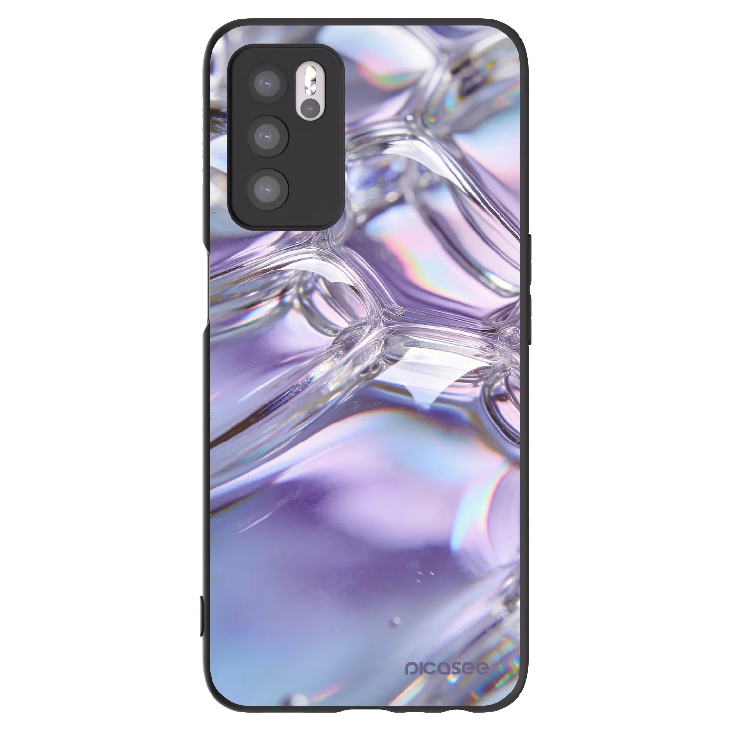 Picasee fekete szilikon tok az alábbi mobiltelefonokra OPPO A16 - Iridescent bubbles