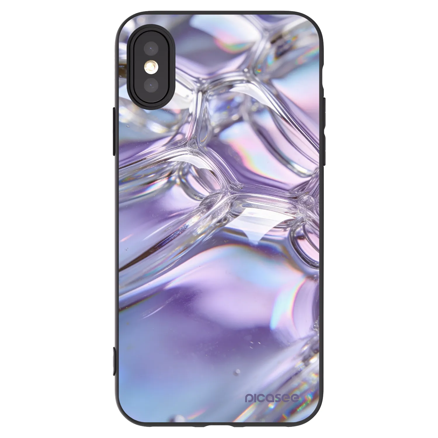 Picasee fekete szilikon tok az alábbi mobiltelefonokra Apple iPhone X/XS - Iridescent bubbles
