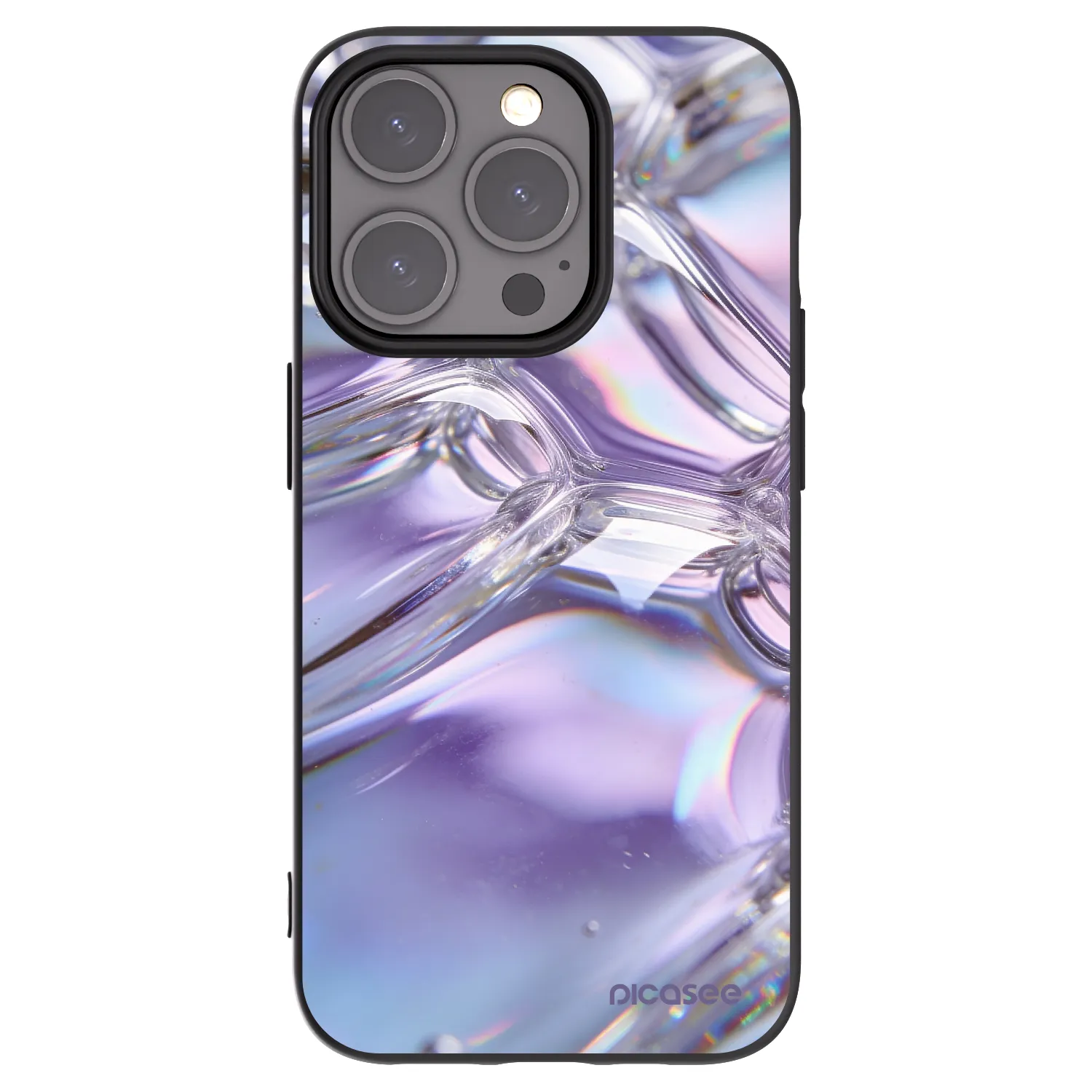 Picasee fekete szilikon tok az alábbi mobiltelefonokra Apple iPhone 15 Pro - Iridescent bubbles