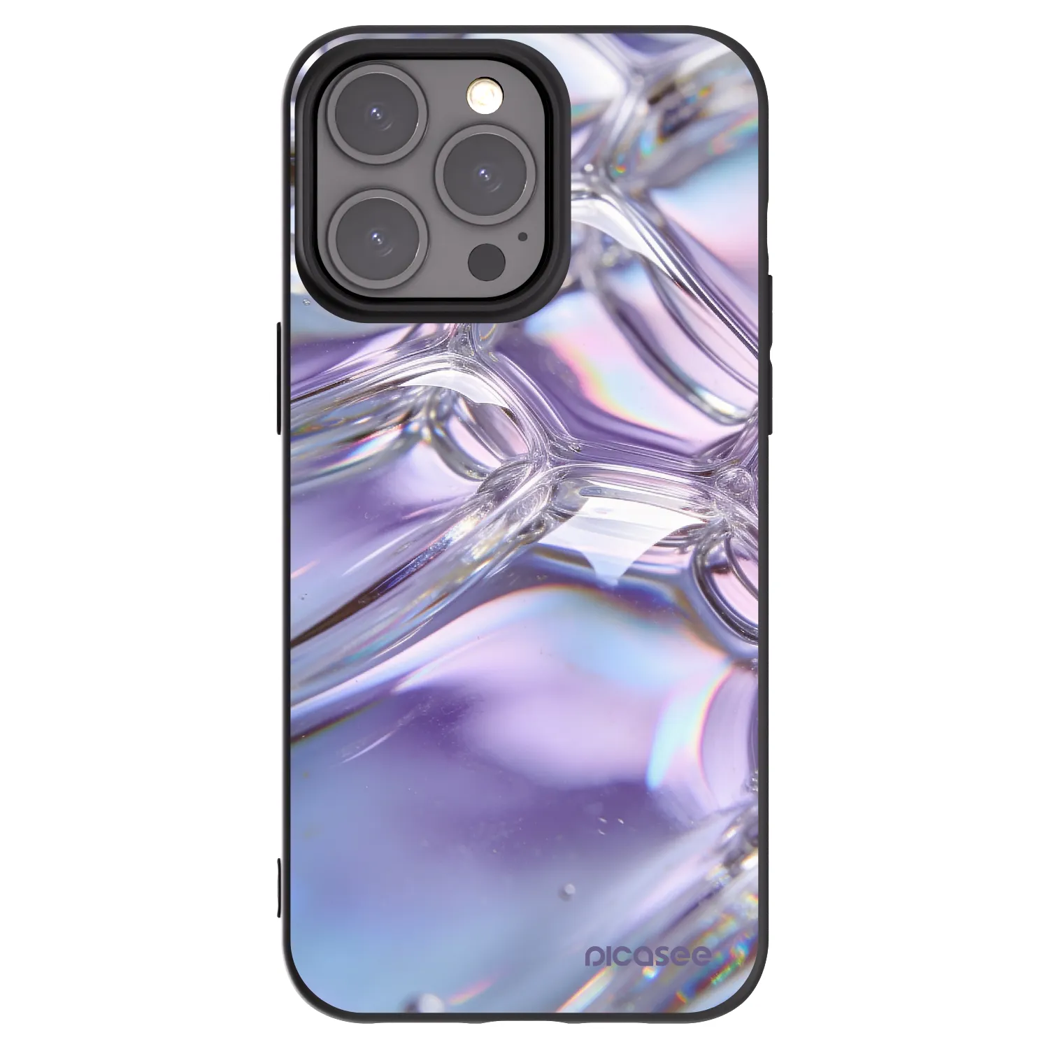 Picasee fekete szilikon tok az alábbi mobiltelefonokra Apple iPhone 15 Pro Max - Iridescent bubbles