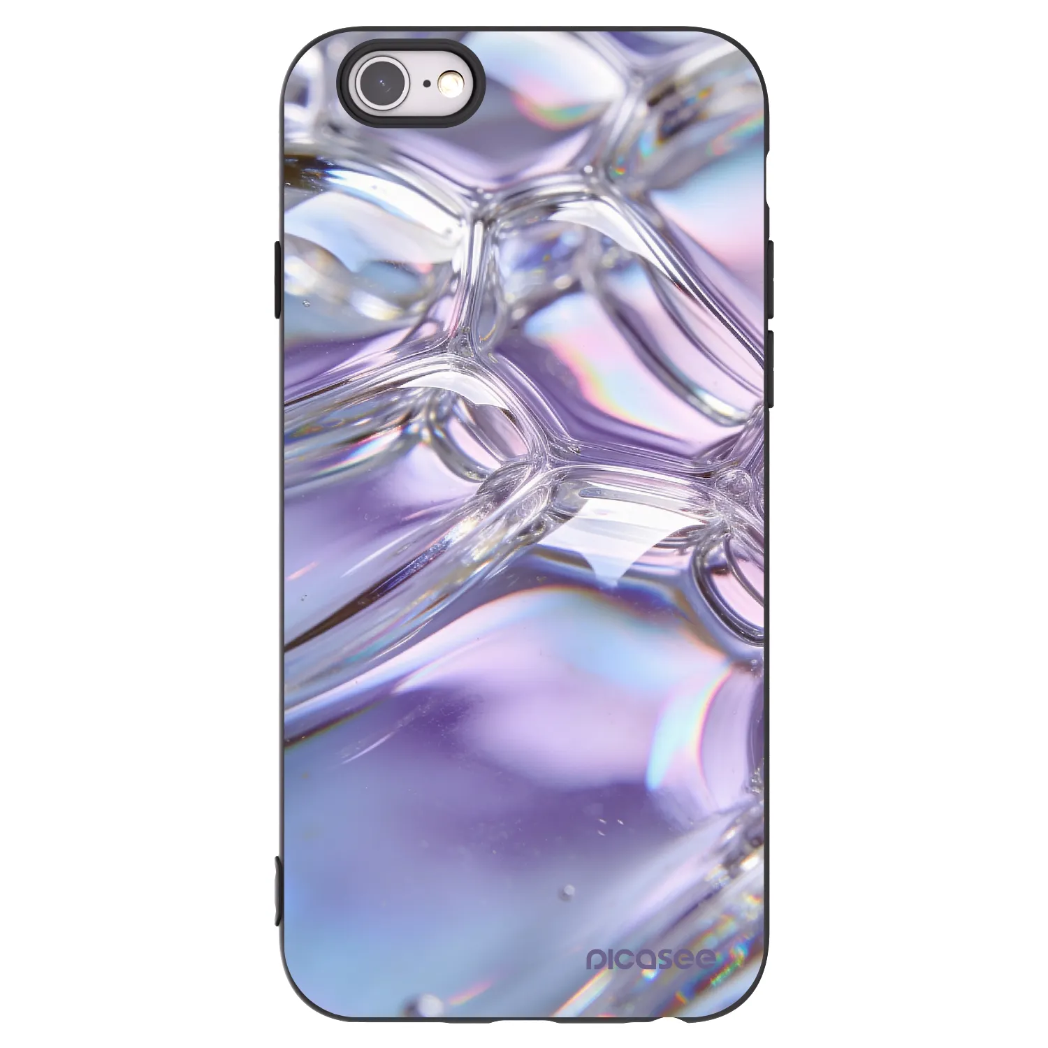 Picasee fekete szilikon tok az alábbi mobiltelefonokra Apple iPhone 6/6S - Iridescent bubbles