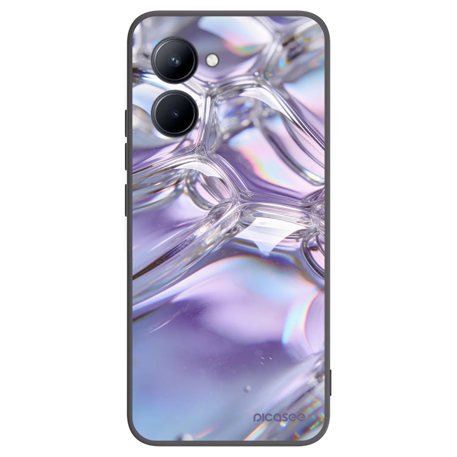 Picasee fekete szilikon tok az alábbi mobiltelefonokra Realme C33 (2023) - Iridescent bubbles