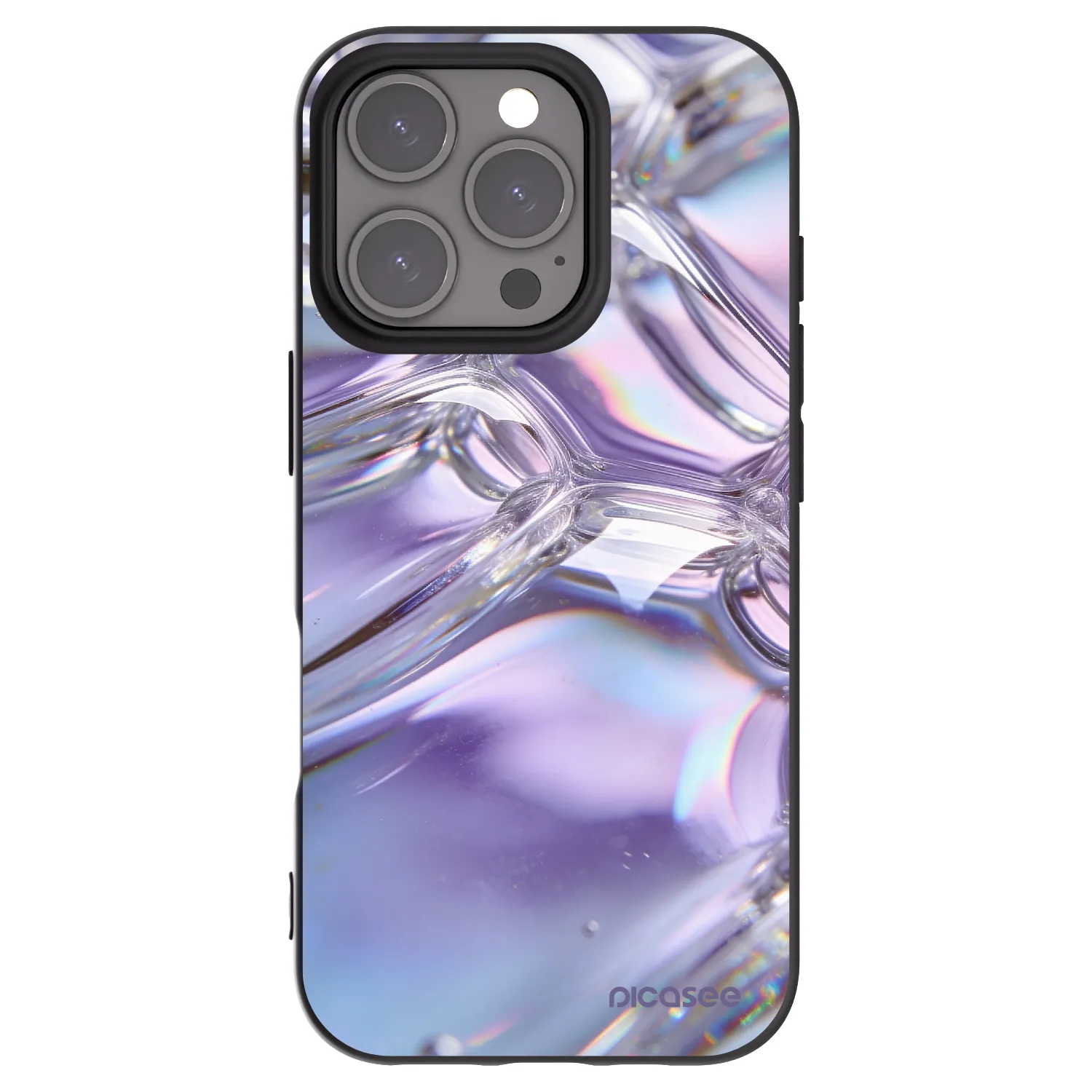 Picasee fekete szilikon tok az alábbi mobiltelefonokra Apple iPhone 16 Pro - Iridescent bubbles