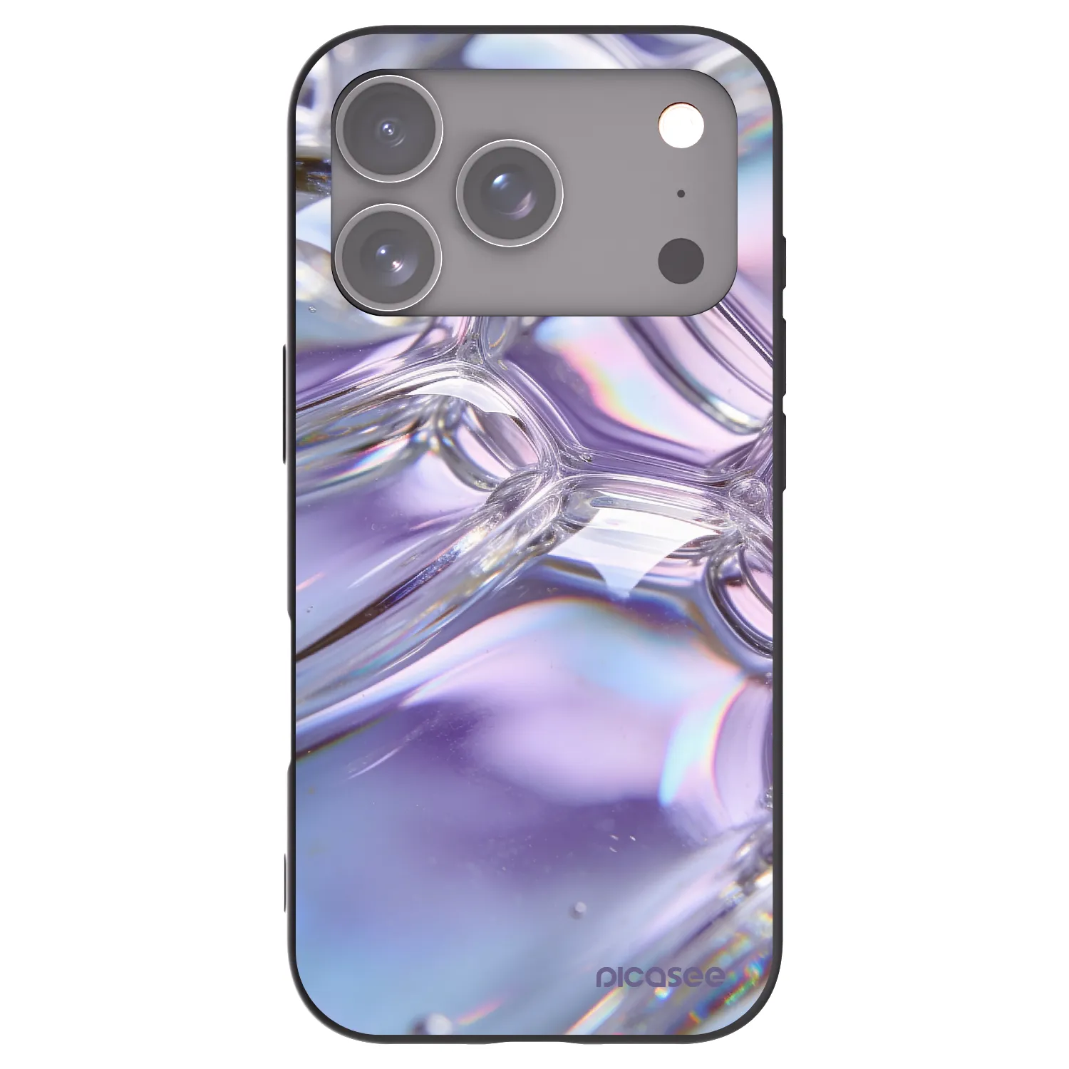 Picasee fekete szilikon tok az alábbi mobiltelefonokra Apple iPhone 17 Pro - Iridescent bubbles