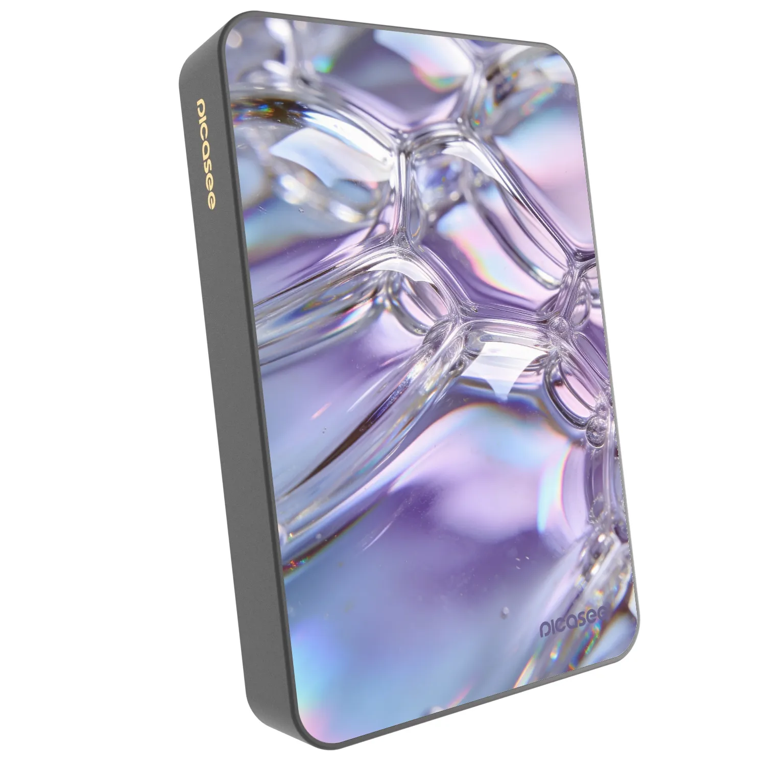 Picasee Powerbank MagSafe 10 000 mAh Szürke - Iridescent bubbles