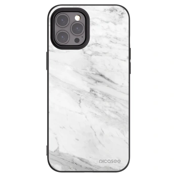 Picasee fekete szilikon tok az alábbi mobiltelefonokra Apple iPhone 12 Pro Max - White marble