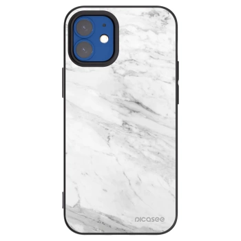 Picasee fekete szilikon tok az alábbi mobiltelefonokra Apple iPhone 12 mini - White marble