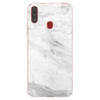 Picasee átlátszó szilikon tok az alábbi mobiltelefonokra Samsung Galaxy A20s - White marble