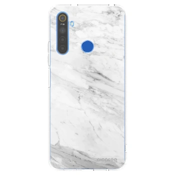 Picasee átlátszó szilikon tok az alábbi mobiltelefonokra Realme 5 - White marble