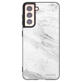 Picasee fekete szilikon tok az alábbi mobiltelefonokra Samsung Galaxy S21 5G G991B - White marble