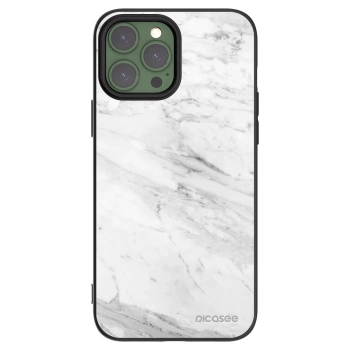 Picasee fekete szilikon tok az alábbi mobiltelefonokra Apple iPhone 13 Pro Max - White marble