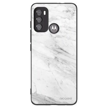 Picasee fekete szilikon tok az alábbi mobiltelefonokra Motorola Moto G60 - White marble