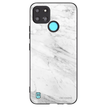 Picasee fekete szilikon tok az alábbi mobiltelefonokra Realme C21Y - White marble