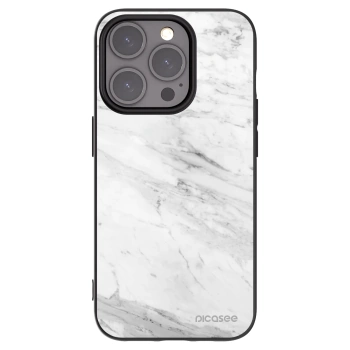 Picasee fekete szilikon tok az alábbi mobiltelefonokra Apple iPhone 15 Pro - White marble