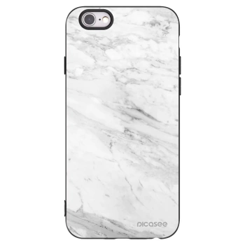 Picasee fekete szilikon tok az alábbi mobiltelefonokra Apple iPhone 6/6S - White marble